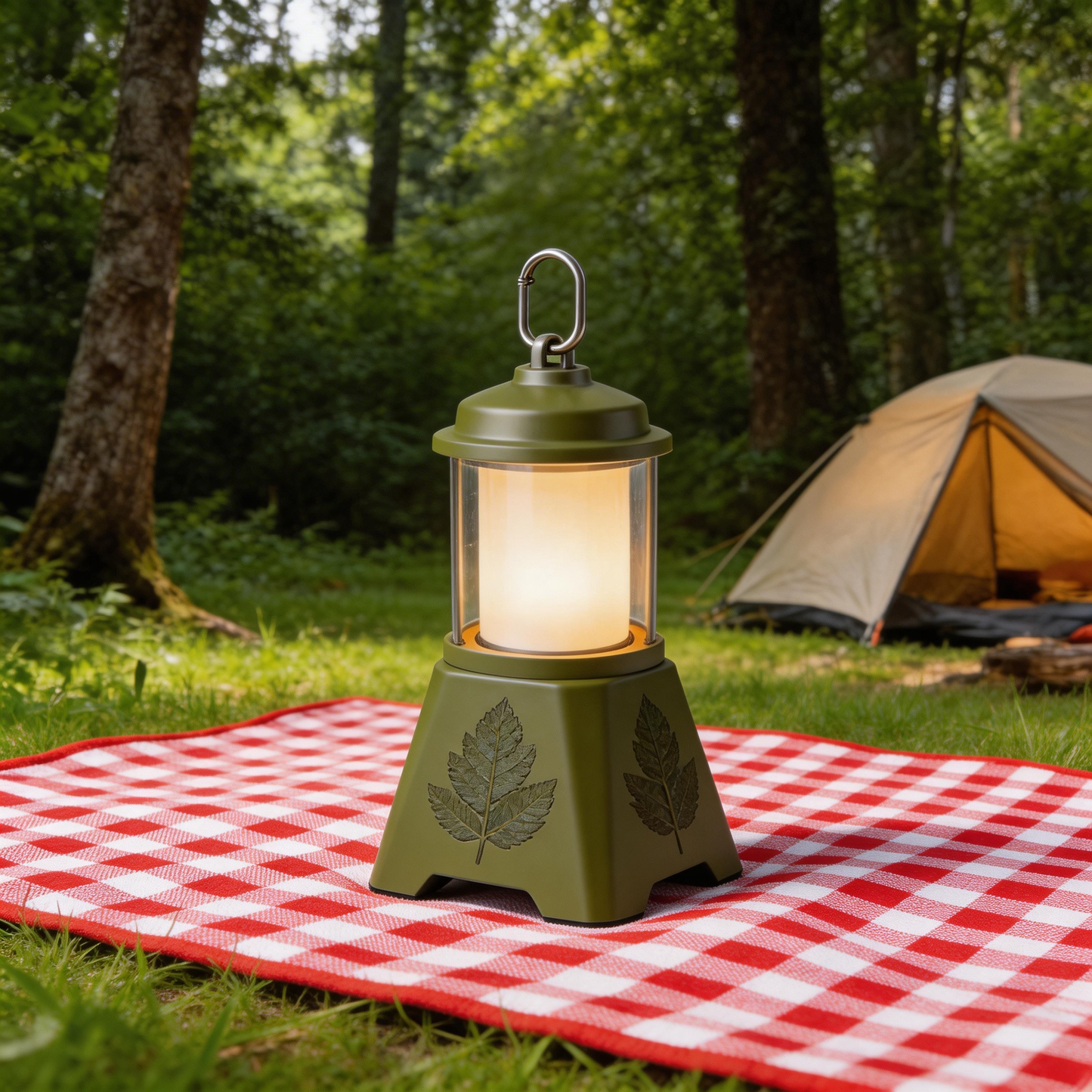 Eco-Friendly Camping Lantern | Durable Metal & Plastic | Outdoor Adventures | Perfect Gift for Nature Enthusiasts | Leaf Engraved Design