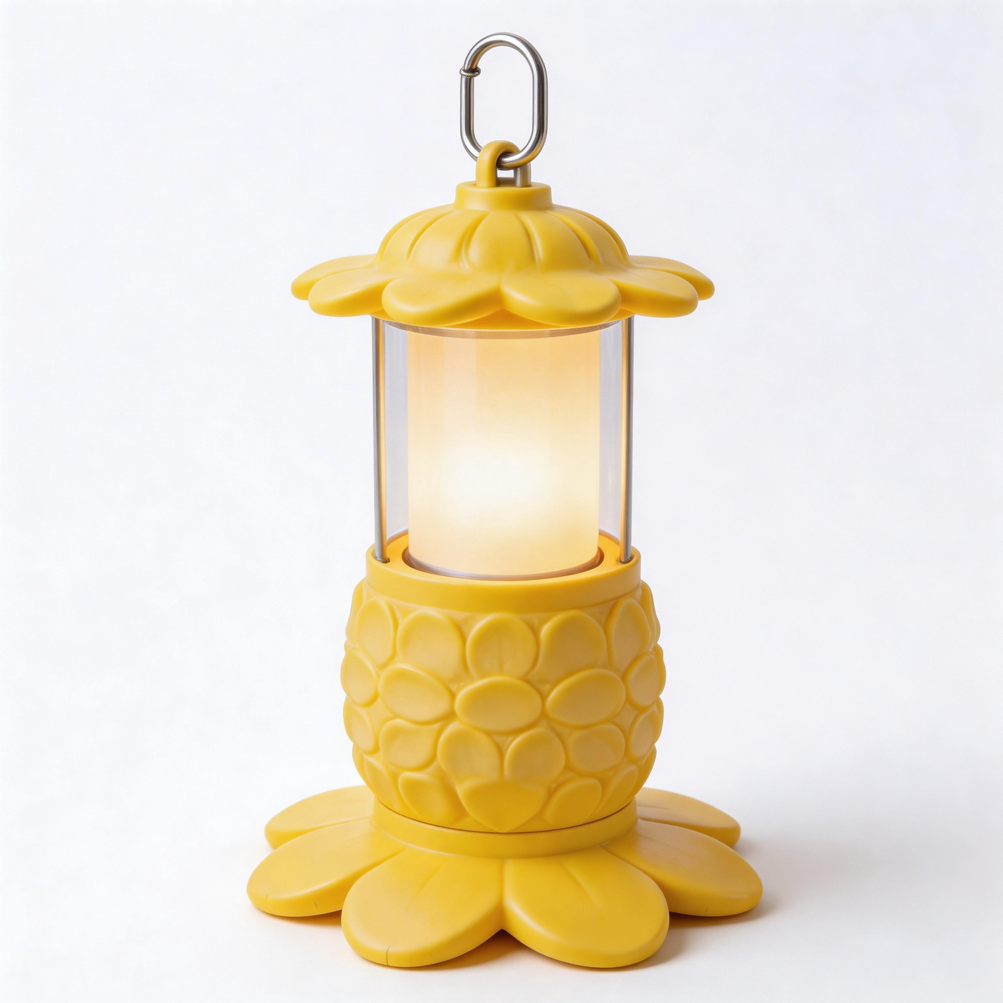 Whimsical Floral Camping Lantern | Durable Plastic | Outdoor Adventures | Perfect Gift for Nature Lovers | Vibrant Yellow Design