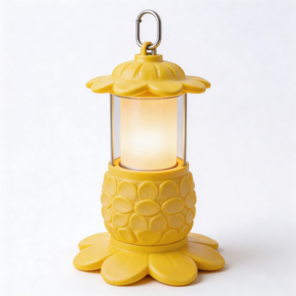 Whimsical Floral Camping Lantern | Durable Plastic | Outdoor Adventures | Perfect Gift for Nature Lovers | Vibrant Yellow Design