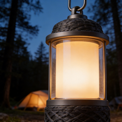 Rustic Rope-Wrapped Lantern | Durable Plastic & Metal | Outdoor Adventures | Ideal Gift for Nature Enthusiasts | Cozy Glow Design
