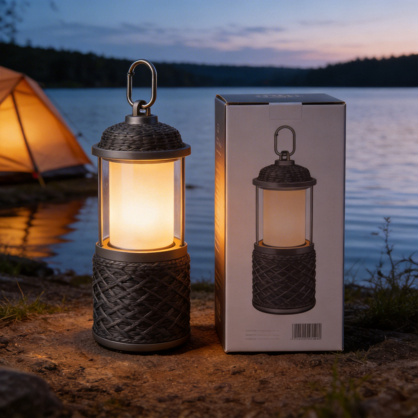 Rustic Rope-Wrapped Lantern | Durable Plastic & Metal | Outdoor Adventures | Ideal Gift for Nature Enthusiasts | Cozy Glow Design