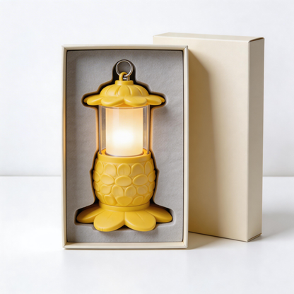 Whimsical Floral Camping Lantern | Durable Plastic | Outdoor Adventures | Perfect Gift for Nature Lovers | Vibrant Yellow Design