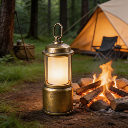 Vintage Brass Camping Lantern | Durable Metal | Outdoor Adventures | Perfect Gift for Nature Lovers | Retro Industrial Design