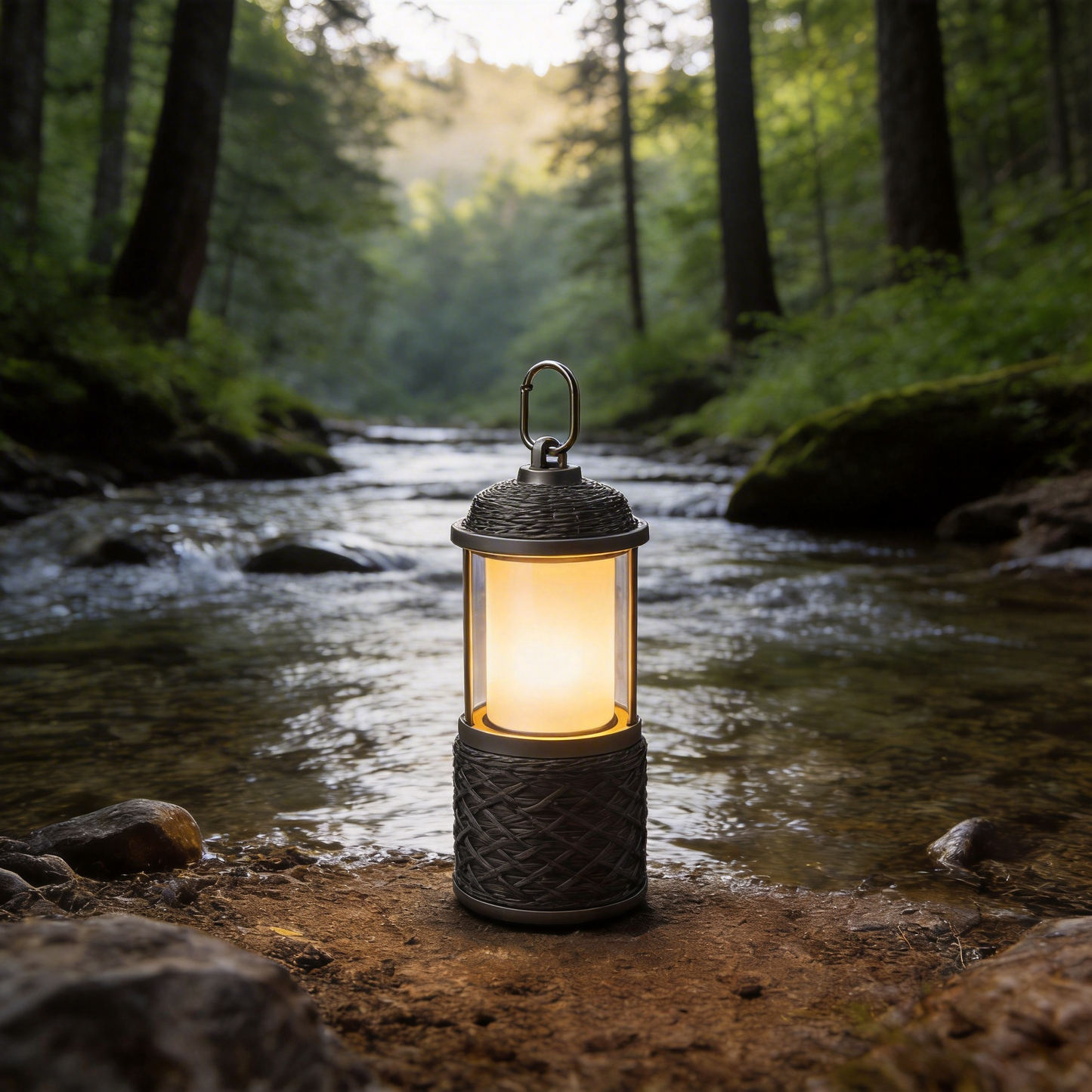 Rustic Rope-Wrapped Lantern | Durable Plastic & Metal | Outdoor Adventures | Ideal Gift for Nature Enthusiasts | Cozy Glow Design