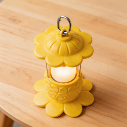 Whimsical Floral Camping Lantern | Durable Plastic | Outdoor Adventures | Perfect Gift for Nature Lovers | Vibrant Yellow Design