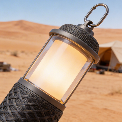 Rustic Rope-Wrapped Lantern | Durable Plastic & Metal | Outdoor Adventures | Ideal Gift for Nature Enthusiasts | Cozy Glow Design