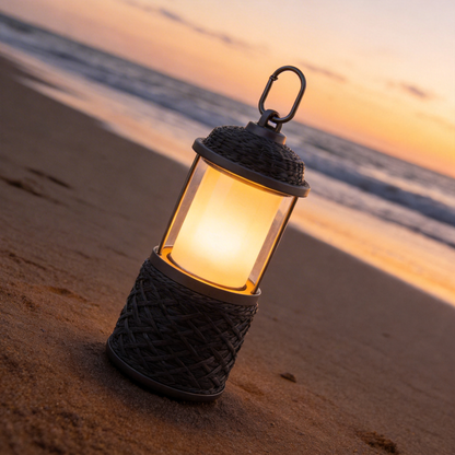 Rustic Rope-Wrapped Lantern | Durable Plastic & Metal | Outdoor Adventures | Ideal Gift for Nature Enthusiasts | Cozy Glow Design