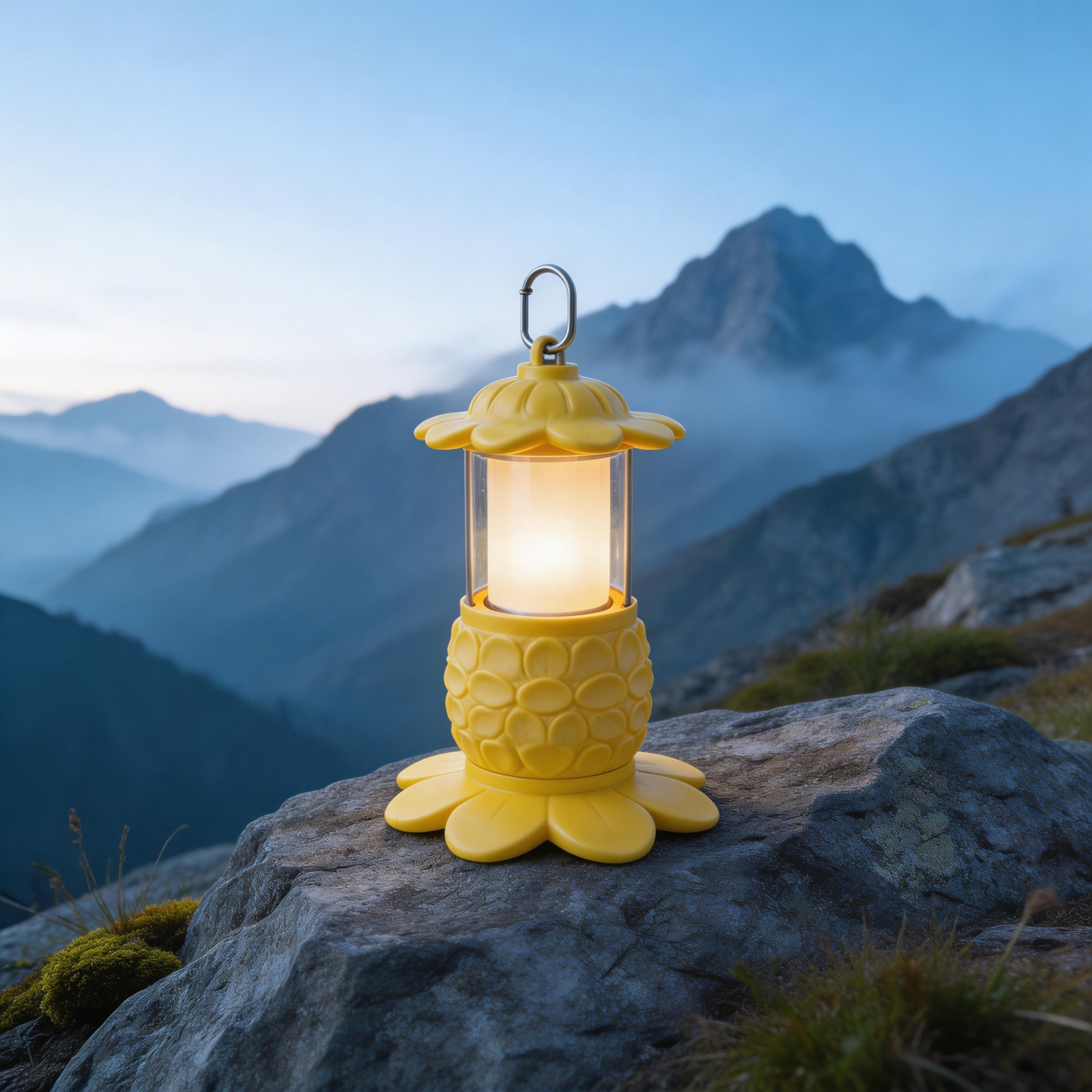 Whimsical Floral Camping Lantern | Durable Plastic | Outdoor Adventures | Perfect Gift for Nature Lovers | Vibrant Yellow Design