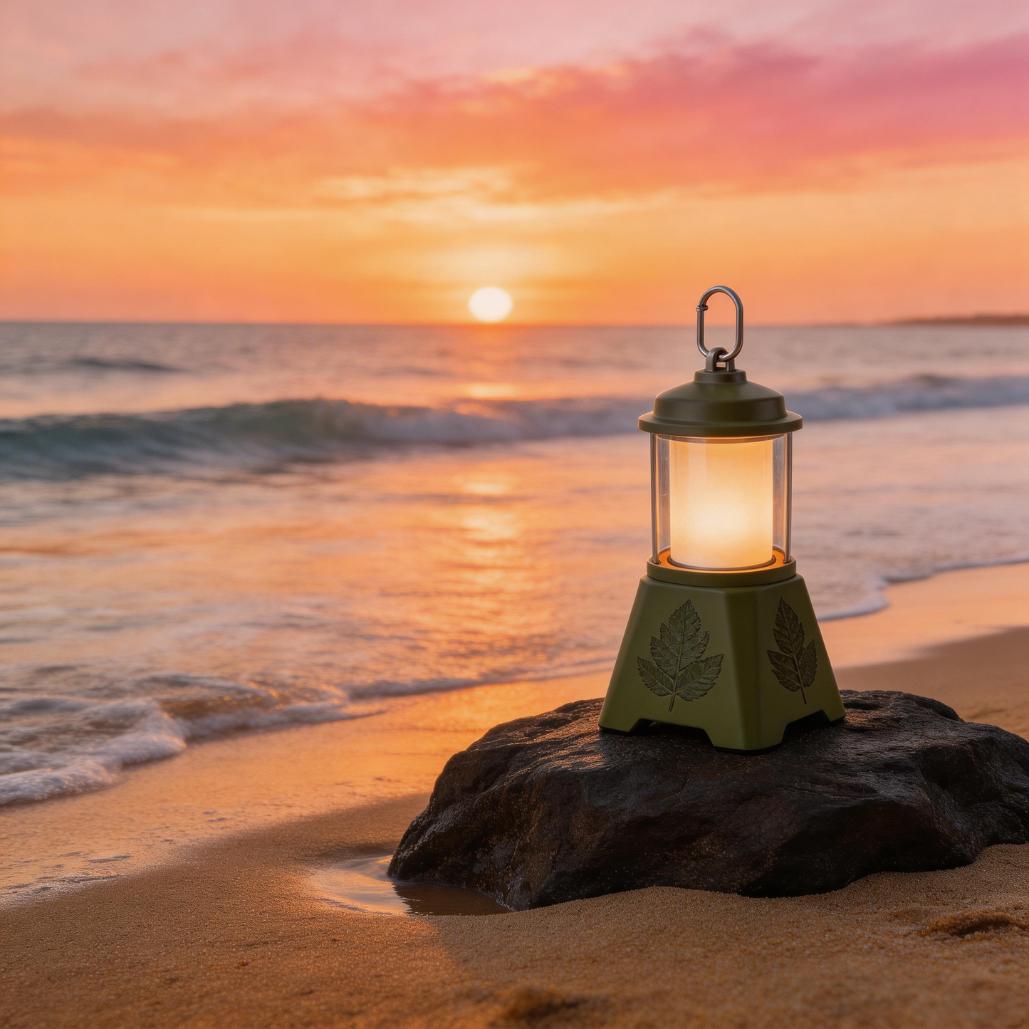 Eco-Friendly Camping Lantern | Durable Metal & Plastic | Outdoor Adventures | Perfect Gift for Nature Enthusiasts | Leaf Engraved Design