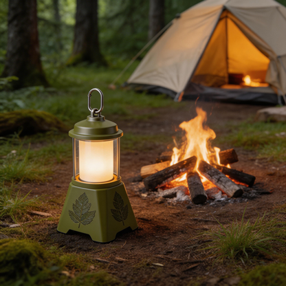 Eco-Friendly Camping Lantern | Durable Metal & Plastic | Outdoor Adventures | Perfect Gift for Nature Enthusiasts | Leaf Engraved Design
