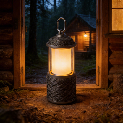 Rustic Rope-Wrapped Lantern | Durable Plastic & Metal | Outdoor Adventures | Ideal Gift for Nature Enthusiasts | Cozy Glow Design