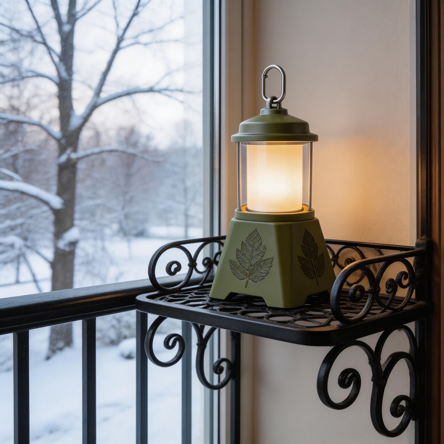 Eco-Friendly Camping Lantern | Durable Metal & Plastic | Outdoor Adventures | Perfect Gift for Nature Enthusiasts | Leaf Engraved Design